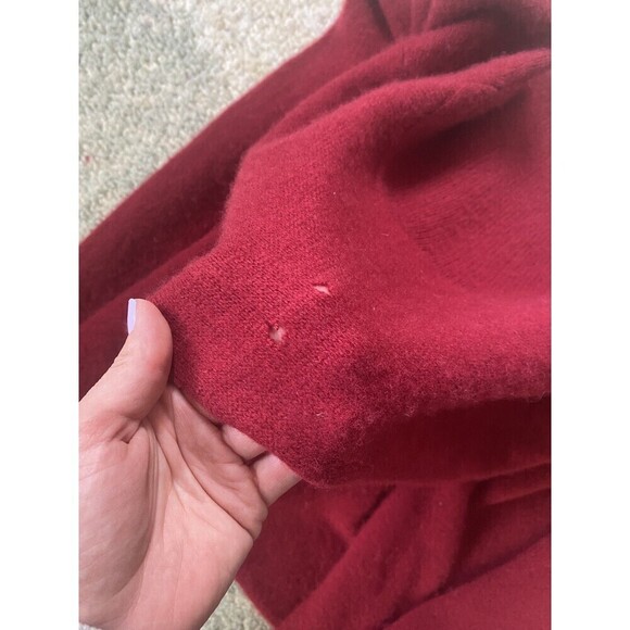 READ! White + Warren Sz S Women's Long Sleeve Cashmere Cardigan Sweater Red Soft - Picture 6 of 8